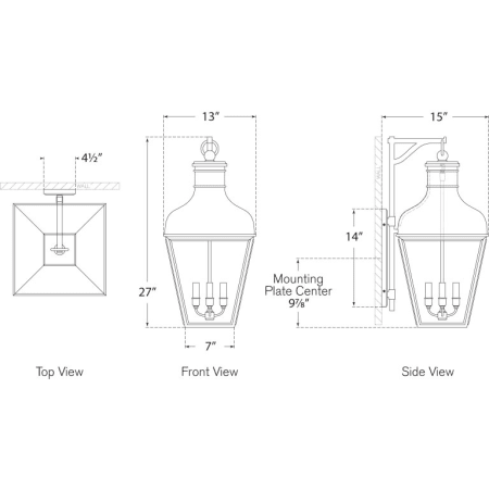 A large image of the Visual Comfort CHO2161 CHO2161 Line Drawing