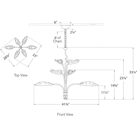 A large image of the Visual Comfort JN5517 JN5517 Line Drawing