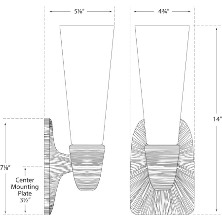 A large image of the Visual Comfort KW2043WG KW2043 Line Drawing