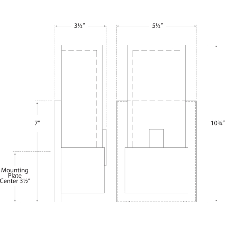 A large image of the Visual Comfort KW2113ALB KW2113 Line Drawing