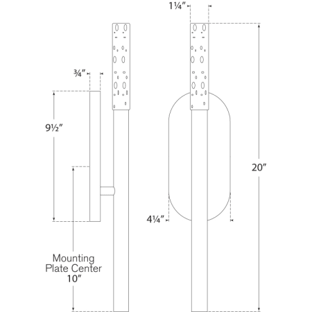 A large image of the Visual Comfort KW2281 KW2281 Line Drawing