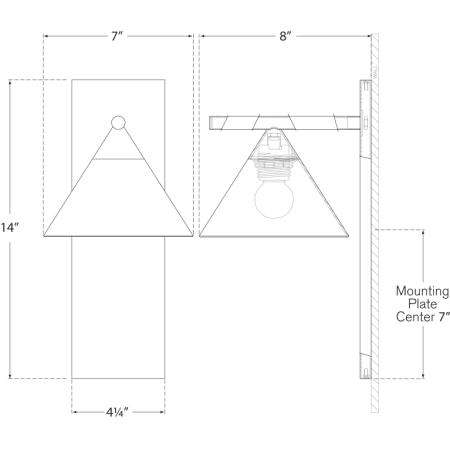 A large image of the Visual Comfort KW2410 KW2410 Line Drawing