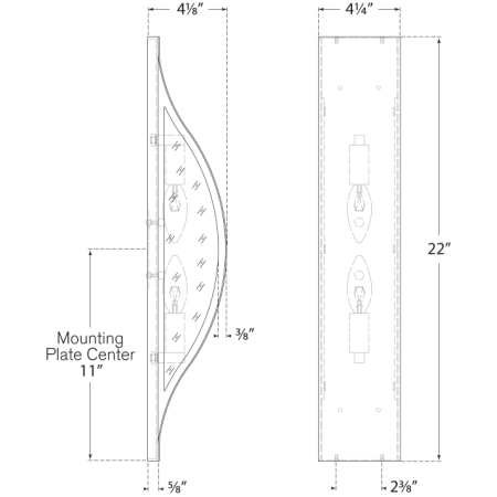 A large image of the Visual Comfort KW2702 KW2702 Line Drawing