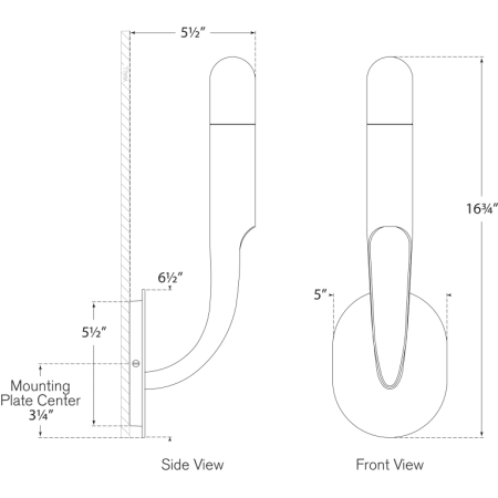 A large image of the Visual Comfort KW2745 KW2745 Line Drawing