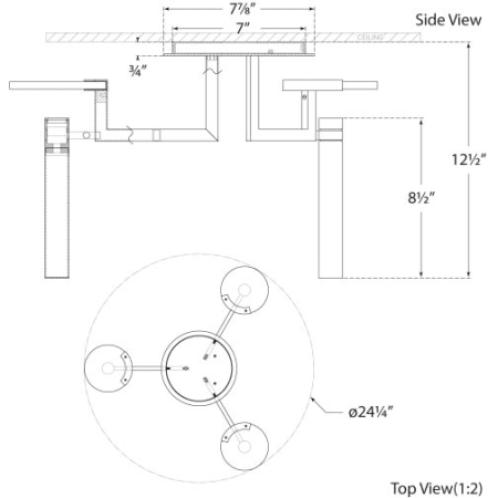 A large image of the Visual Comfort KW4015 KW4015 Line Drawing