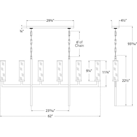 A large image of the Visual Comfort KW5203 KW5203 Line Drawing