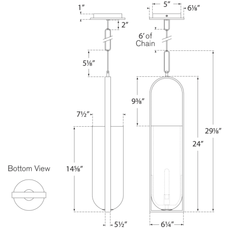 A large image of the Visual Comfort KW5512 KW5512 Line Drawing