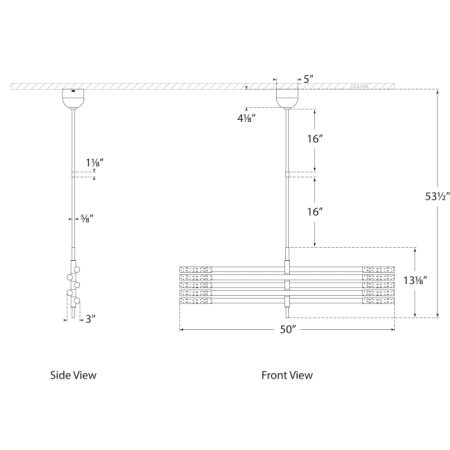 A large image of the Visual Comfort KW 5587-SG KW 5587-SG Line Drawing