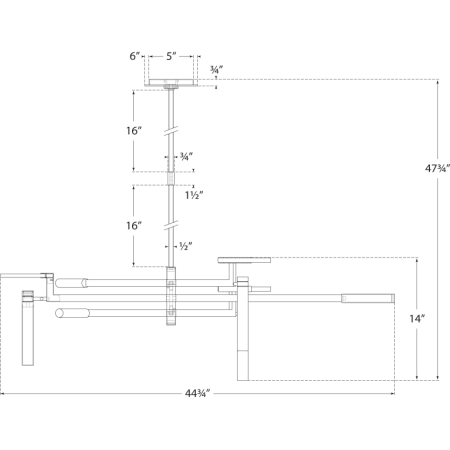 A large image of the Visual Comfort KW 5602 KW 5602 Line Drawing