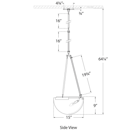 A large image of the Visual Comfort KW5618 KW5618 Line Drawing