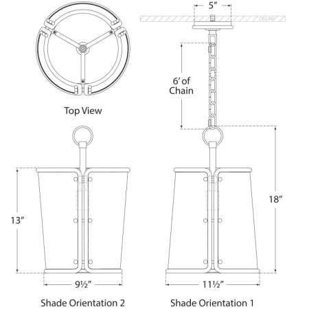 A large image of the Visual Comfort S5645 S5645 Line Drawing