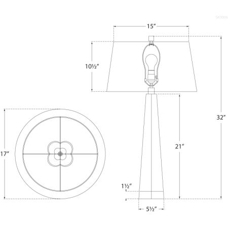 A large image of the Visual Comfort SK3906 SK3906 Line Drawing