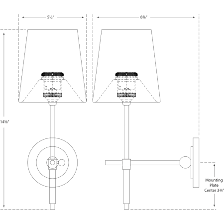 A large image of the Visual Comfort TOB2022WG TOB2022 Line Drawing