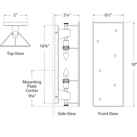 A large image of the Visual Comfort TOB2342 TOB2342 Line Drawing