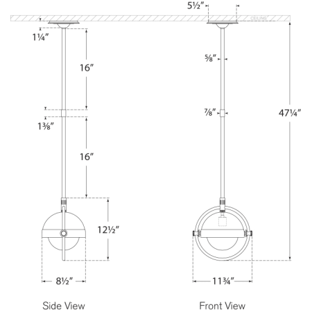 A large image of the Visual Comfort TOB5745 TOB5745 Line Drawing