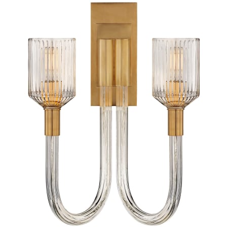 A large image of the Visual Comfort KW2404 Clear Ribbed Glass / Brass