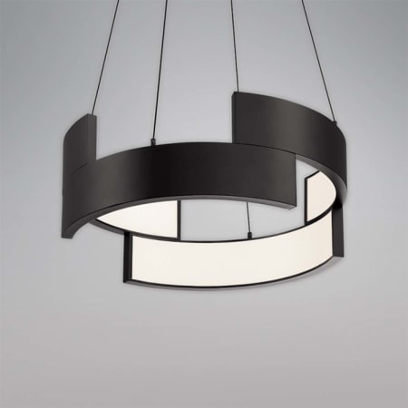 A large image of the WAC Lighting PD-95827 Trap Chandelier in black