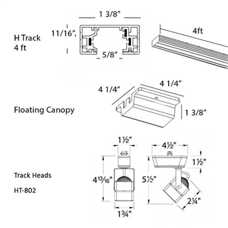 A large image of the WAC Lighting H-8010/3 Line drawing