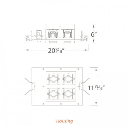 A large image of the WAC Lighting MT-4LD221NE-S WAC Lighting-MT-4LD221NE-S-Line Drawing