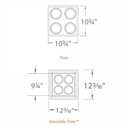 Wac Lighting Mt 4ld226t Bk Black Precision Multiples 4 4 Light Adjustable Square Trim Lightingshowplace Com