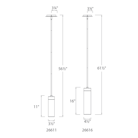 A large image of the WAC Lighting PD-26611 Line Drawing