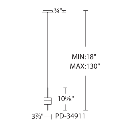 A large image of the WAC Lighting PD-34911 Line Drawing
