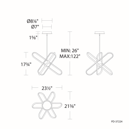 A large image of the WAC Lighting PD-37224 Line Drawing