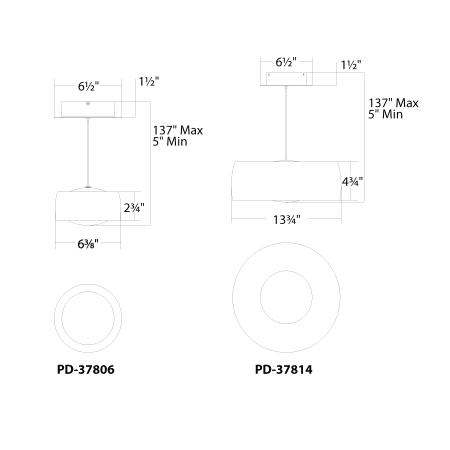 A large image of the WAC Lighting PD-37814 WAC Lighting-PD-37814-Line Drawing