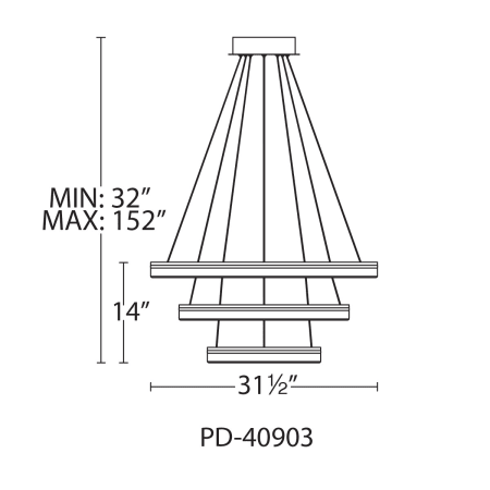 A large image of the WAC Lighting PD-40903 Line Drawing