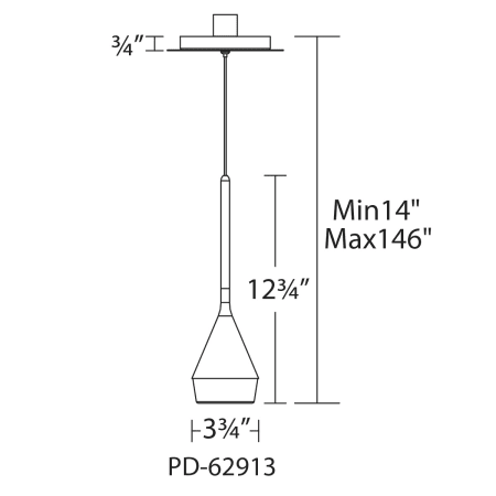 A large image of the WAC Lighting PD-62913 Line Drawing