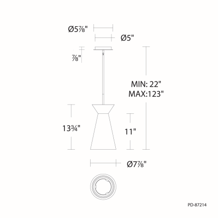 A large image of the WAC Lighting PD-87214 Line Drawing