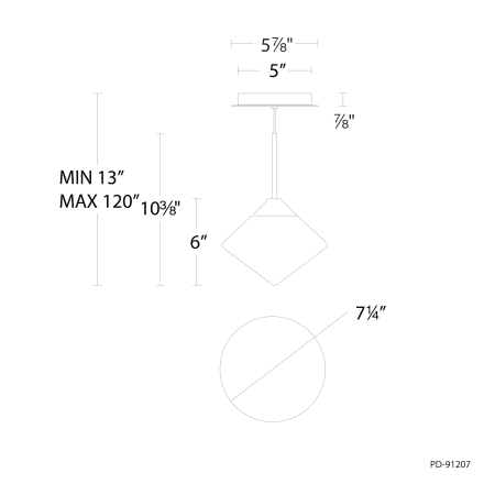 A large image of the WAC Lighting PD-91207 Line Drawing