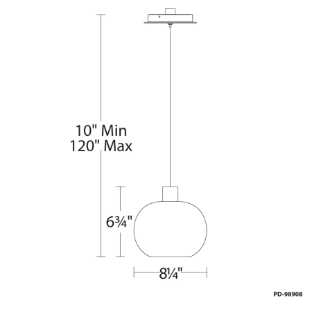 A large image of the WAC Lighting PD-98908 Line Drawing