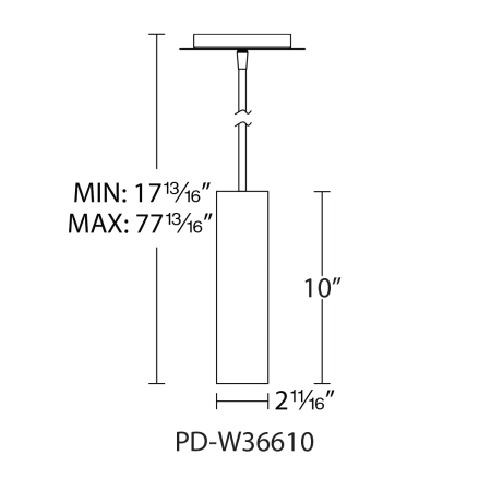 A large image of the WAC Lighting PD-W36610 Line Drawing