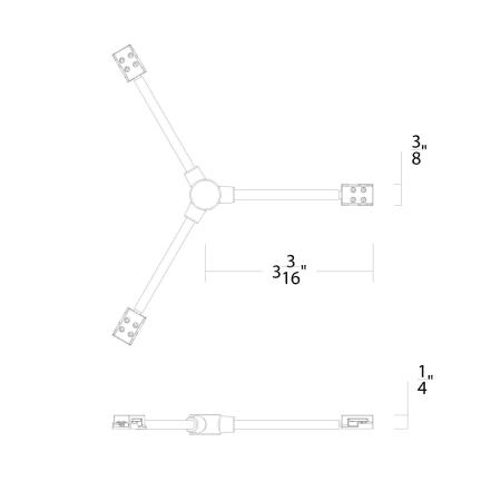 A large image of the WAC Lighting T24-BS-Y Line Drawings