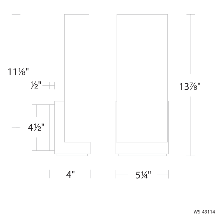 A large image of the WAC Lighting WS-43114-27 Line Drawing