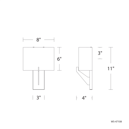 A large image of the WAC Lighting WS-47108-27 Line Drawing