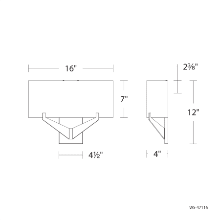 A large image of the WAC Lighting WS-47116-27 Line Drawing