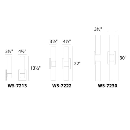 A large image of the WAC Lighting WS-7222-30 Line Drawing