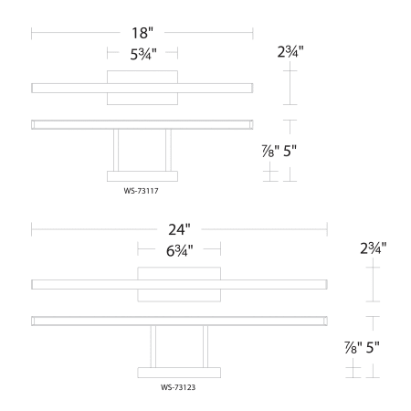 A large image of the WAC Lighting WS-73123-27 Line Drawing