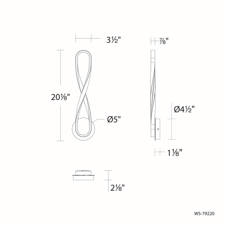 A large image of the WAC Lighting WS-79220 Line Drawing