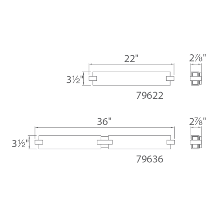 A large image of the WAC Lighting WS-79636-27 Line Drawing