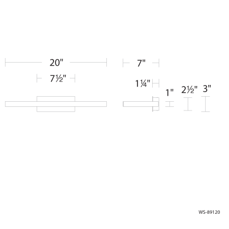 A large image of the WAC Lighting WS-89120-27 Line Drawing