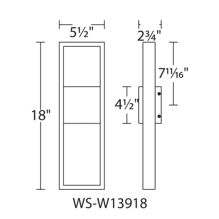 A large image of the WAC Lighting WS-W13918 Line Drawing