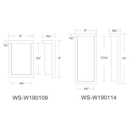 A large image of the WAC Lighting WS-W190114-30 Line Drawing