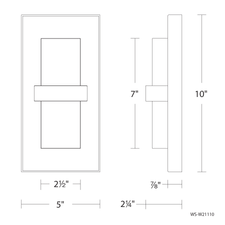 A large image of the WAC Lighting WS-W21110-35 Line Drawing