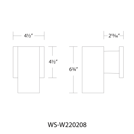 A large image of the WAC Lighting WS-W220208-30 Line Drawing