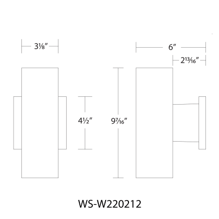 A large image of the WAC Lighting WS-W220212-30 Line Drawing