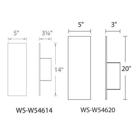 A large image of the WAC Lighting WS-W54614 Line Drawing