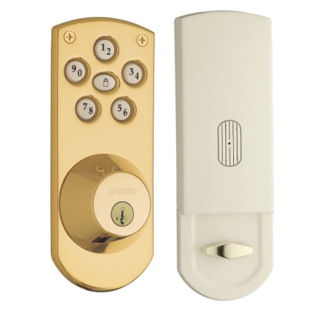 A large image of the Weiser Lock GED1460X Lifetime Polished Brass